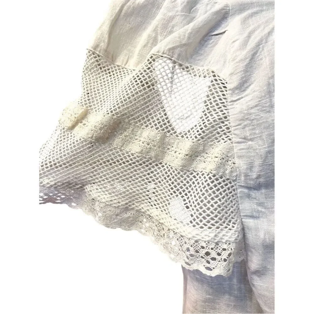 Old Navy Ivory Lace Flutter Sleeve Blouse L Casual Top Spring Summer - Picture 5 of 8